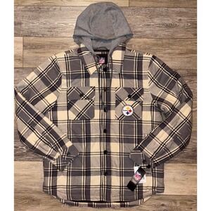 NWT Men's Pittsburgh Steelers G-III Plaid Jacket w/ Hood  - Large